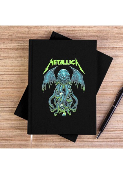 Metallica Octopus Bat Siyah Çizgisiz Kanvas Defter Çizgisiz