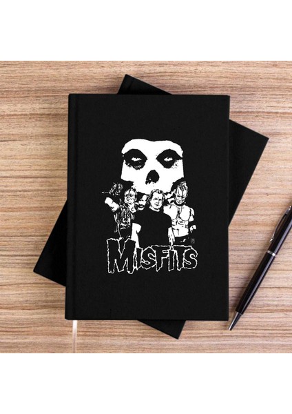 Misfits Grup Logo Siyah Çizgisiz Kanvas Defter Çizgisiz