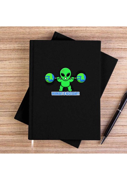 Workout Fitnes Animated Siyah Çizgisiz Kanvas Defter Çizgisiz