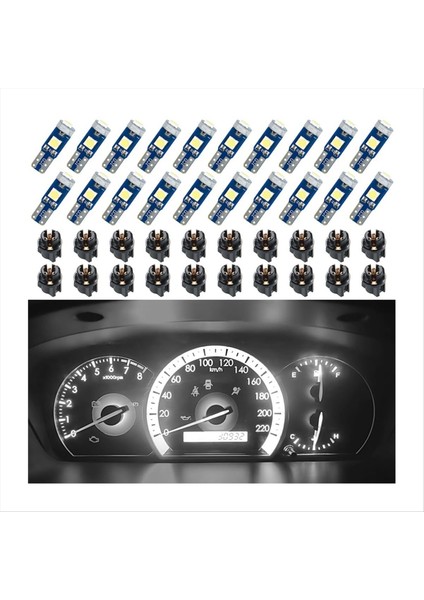 20 Adet T5 LED Araç Gösterge Paneli Gösterge Lambası, 3030-3SMD Işık Değişimi, Bükümlü Kilit Soketi - Beyaz (Yurt Dışından) fırsatları