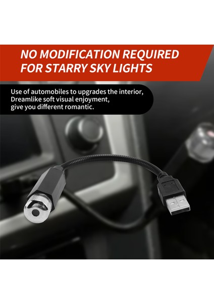 USB Araç Tavan Yıldız Projektör Işığı LED Iç Mekan Lambası, Romantik Dekorasyon Işıkları Gece Atmosfer Işığı (Kırmızı) (Yurt Dışından) fırsatları