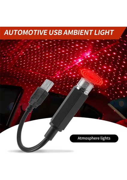 USB Araç Tavan Yıldız Projektör Işığı LED Iç Mekan Lambası, Romantik Dekorasyon Işıkları Gece Atmosfer Işığı (Kırmızı) (Yurt Dışından) indirimleri