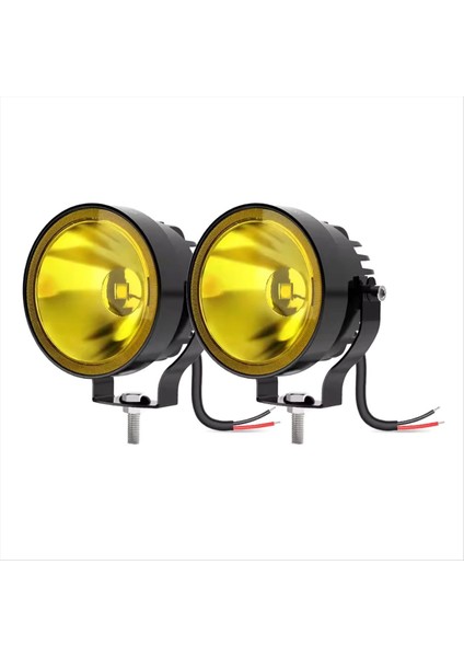 2 Adet 4 Inçlik LED Çalışma Lambası Offroad 30W 14000LM Süper Parlak Beyaz Yuvarlak Sis Lambası Atv Tekne Sarı (Yurt Dışından)