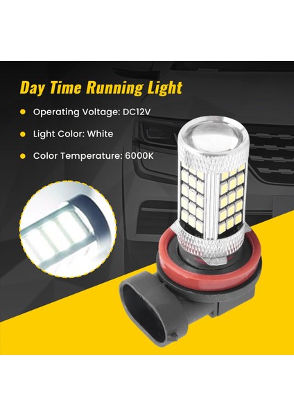 1 Adet H11 H8 H9 Beyaz 6000K 850LM 2835 66SMD Otomatik LED Sis Lambası Gündüz Farı (Yurt Dışından) indirimleri
