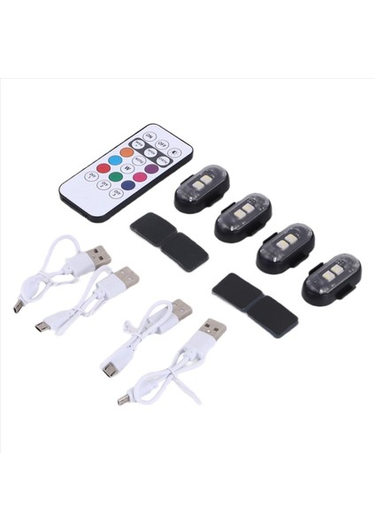 Uzaktan Kumandalı 4 Adet Kablosuz LED Strobe Işık, 8 Renk USB Şarj Su Geçirmez Acil Durum Uyarısı (Yurt Dışından) fiyatları