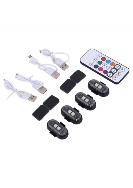 Uzaktan Kumandalı 4 Adet Kablosuz LED Strobe Işık, 8 Renk USB Şarj Su Geçirmez Acil Durum Uyarısı (Yurt Dışından) modelleri
