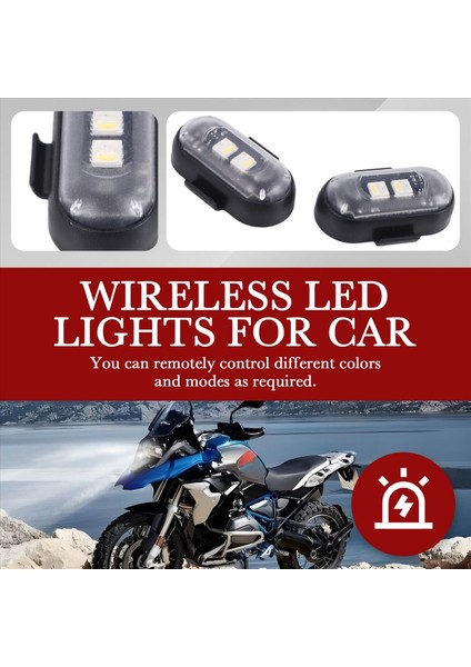 Uzaktan Kumandalı 4 Adet Kablosuz LED Strobe Işık, 8 Renk USB Şarj Su Geçirmez Acil Durum Uyarısı (Yurt Dışından) fırsatları