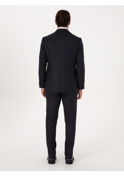 Erkek Koyu Lacivert Slim Fit Yün Karışımlı Mikro Desenli Takım Elbise 50315597-VR100 indirimleri