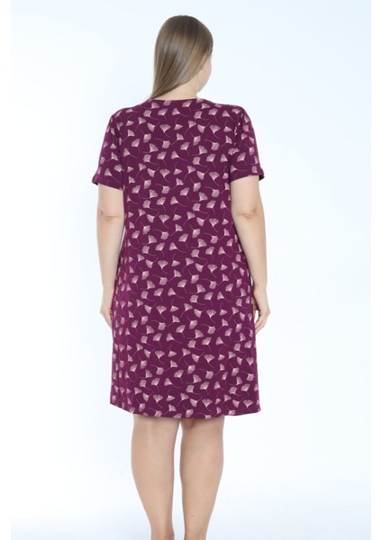 Büyük Beden Desenli Kısa Kollu Biyeli Esnek Viskon Gecelik indirimleri