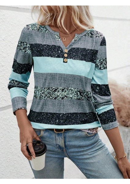 Miracotton Kadın Uzun Kollu Yakadan Düğmeli Çizgili Desenli Süprem Bluz modelleri