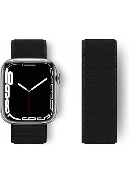 Apple Watch 38MM Hasırlı Cırtcırtlı Kordon - Siyah