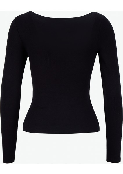 Kayık Yaka Düz Siyah Kadın Bluz PBF5WL-TST9527 fiyatları