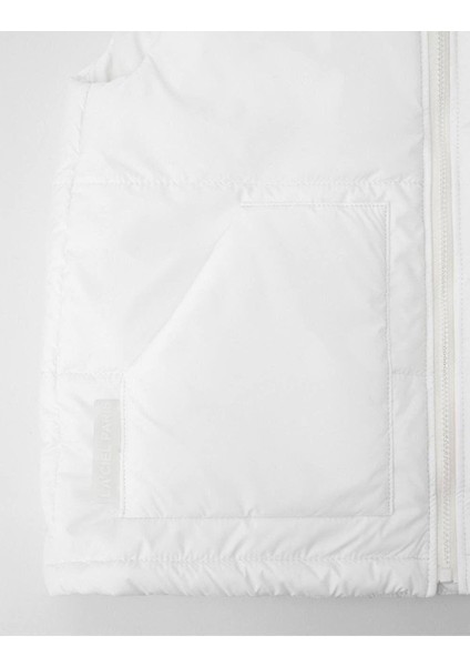 Unisex Çocuk Pamuklu Beyaz Şişme Yelek - Fermuarlı Cepli Kapitone Model fiyatları