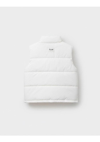 Unisex Çocuk Pamuklu Beyaz Şişme Yelek - Fermuarlı Cepli Kapitone Model modelleri