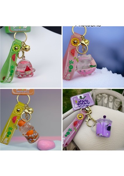 Lüx Içi Sulu Figürlü Anahtarlık Çanta Aksesuarı Peluş Oyuncak Rengarenk Hediyelik 1 Adet