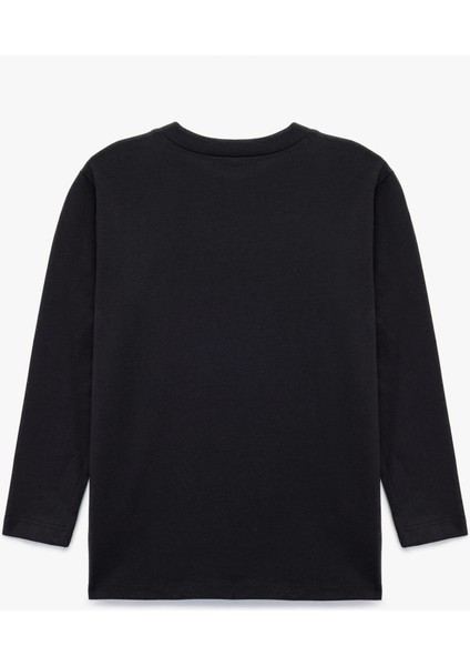 Pamuklu Uzun Kollu Bisiklet Yaka Baskılı Tişört fiyatları