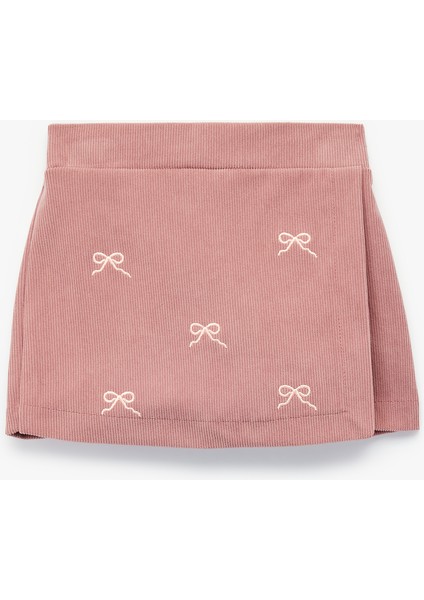 Fiyonk Nakış Detaylı Mini Şort Etek
