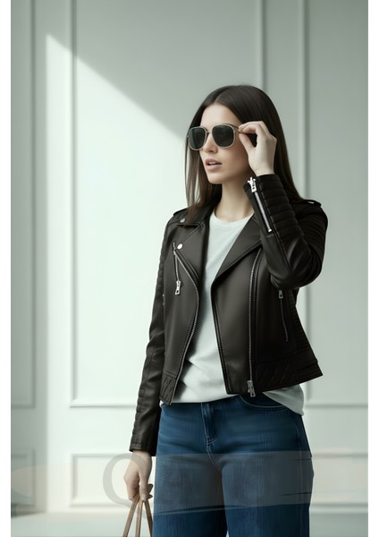 Kadın Suni Deri Ceket-Siyah fırsatları