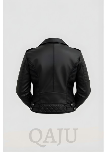 Kadın Suni Deri Ceket-Siyah