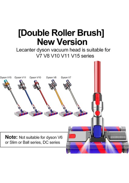 Dyson V7 V8 V8 V11 V15 Serisi Motor Kafası, Yumuşak Roller Temizlik Kafası, Çift Milletvekili Fırça (Yurt Dışından) indirimleri
