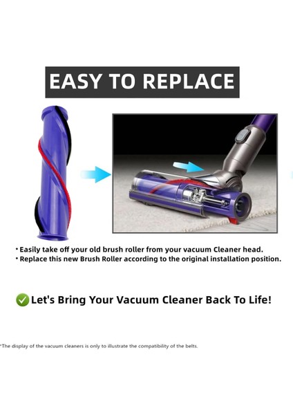 Dyson V12 Vakum Yüksek Tork Anti Karışıklık Anti Rulo Fırçası Yedek Parçaları Temizleme Fırçası ile Fırça Çubuğu Silindir Fırça (Yurt Dışından) modelleri