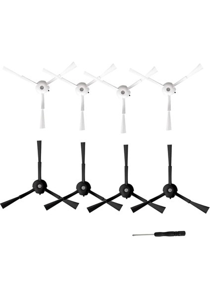 Roborock Q Revo /P10 Robot Vakum Süpürge Yedek Parçaları Için 8 Adet Yan Fırça Aksesuarları, Siyah Beyaz Yan Fırça (Yurt Dışından)