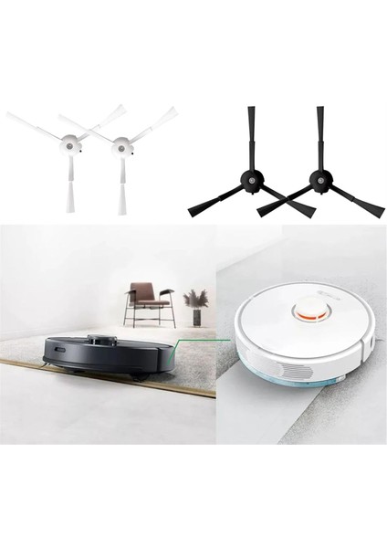 Roborock Q Revo /P10 Robot Vakum Süpürge Yedek Parçaları Için 8 Adet Yan Fırça Aksesuarları, Siyah Beyaz Yan Fırça (Yurt Dışından) modelleri