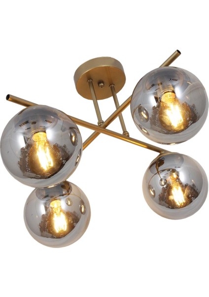 Jade 4 Lü Eskitme Avize Füme Camlı Dekoratif Tasarım Yatak Odası Mutfak Salon Avize modelleri