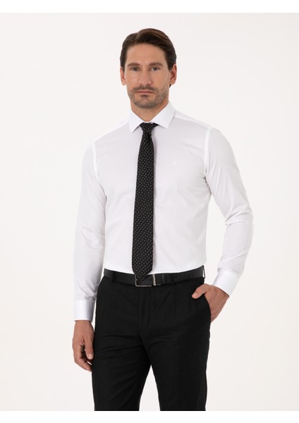 Erkek Beyaz Slim Fit Uzun Kollu Basic Gömlek 50318216-VR013