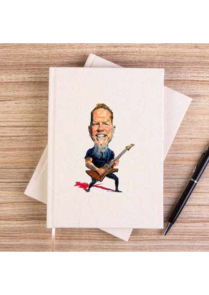 Metallica James Hetfield Cartoon Çizgisiz Kanvas Defter Çizgisiz