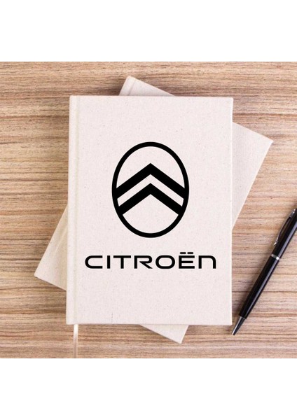 Citroen New Logo Krem Çizgisiz Kanvas Defter Çizgisiz