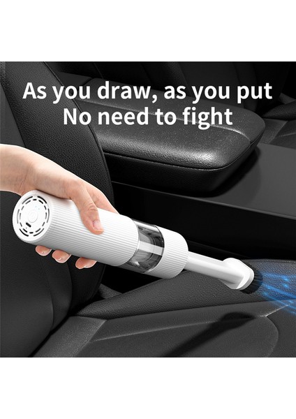 Kablosuz Araba Vakum Süpürgesi Yüksek Emiş Üfleme Hava Çıkarma Beyaz (Yurt Dışından)