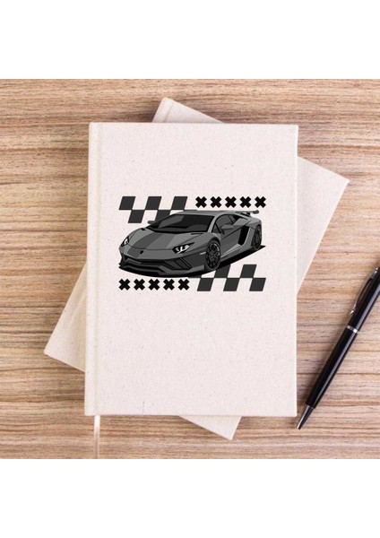Lamborghni Huracan Krem Çizgisiz Kanvas Defter Çizgisiz