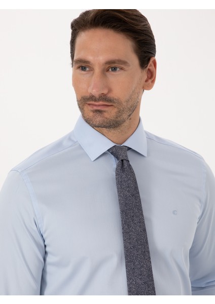 Erkek Açık Mavi Slim Fit Uzun Kollu Basic Gömlek 50318216-VR003 fiyatları