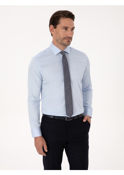 Erkek Açık Mavi Slim Fit Uzun Kollu Basic Gömlek 50318216-VR003 modelleri