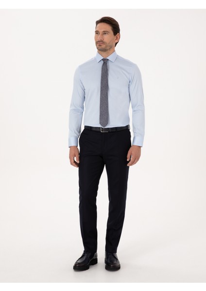 Erkek Açık Mavi Slim Fit Uzun Kollu Basic Gömlek 50318216-VR003 fırsatları