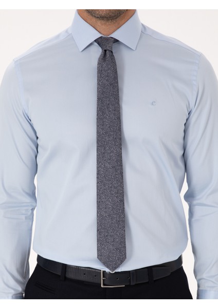 Erkek Açık Mavi Slim Fit Uzun Kollu Basic Gömlek 50318216-VR003