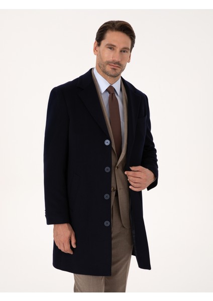 Erkek Lacivert Slim Fit %100 Kaşmir Palto 50314889-VR033 modelleri