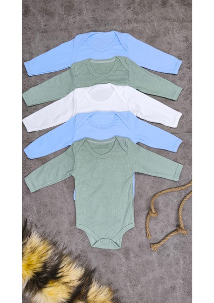 5'li Erkek Raporlu Pamuklu Uzun Kol Bebek Çıtçıtlı Body Atlet Zıbın modelleri