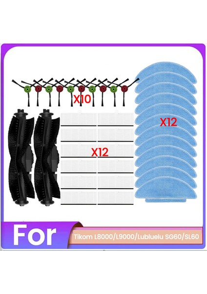 36PCS Fırça Filtresi ve Paspas Tikom Için Set L8000 L9000 Lubuelu SG60 SL60 Vakum Süpürge Aksesuar Yedek Parçaları (Yurt Dışından)