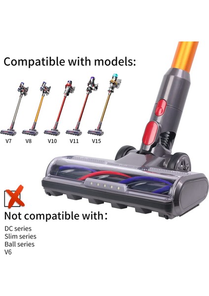 Dyson V7 V8 V8 V11 V11 V15 SV10 SV12 SV14 LED Far Zemin Fırçası ile Vakum Süpürgeleri (Yurt Dışından) modelleri