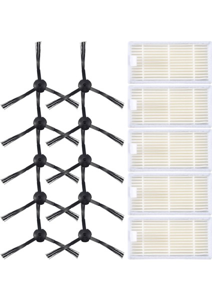 Panda X500 Için Vakum Süpürge Aksesuarları Kiti X500, Gutrend JOY90/FUN 110, Ecovacs CR120/CEN540 Hepa Filtresi x 5pcs + Yan Fırça x 10 (Yurt Dışından)
