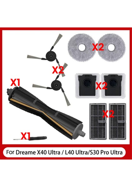 Dream Için 10 Adet X40 Ultra / L40 Ultra / S30 Pro Ultra Vakum Süpürge Parçaları Ana Yan Fırça Filtre Mop Kumaş Toz Çantası (Yurt Dışından)