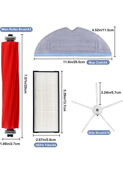 S7 Aksesuar Kiti, Roborock Için Uyumlu S7, S7+, S7 Maxv, S7 Maxv Plus, Yedek Parçalar Ana Fırça Paspas Bezini Içerir (Yurt Dışından) fiyatları