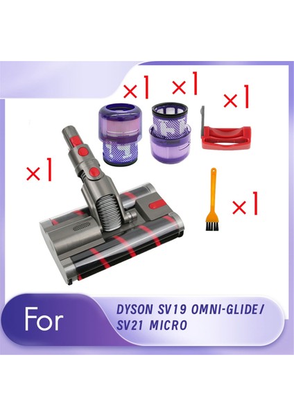 Dyson SV19 Için Çift Silindir Fırça + SV19 SV21 Filtre Kiti (Yurt Dışından)