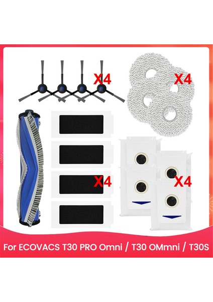 Ecovacs Için T30 Pro Omni / T30 Ommnı / T30S Serisi Vakum Ana / Yan Fırça Hepa Filtre Toz Çantası Değiştirme Aksesuarları (Yurt Dışından)