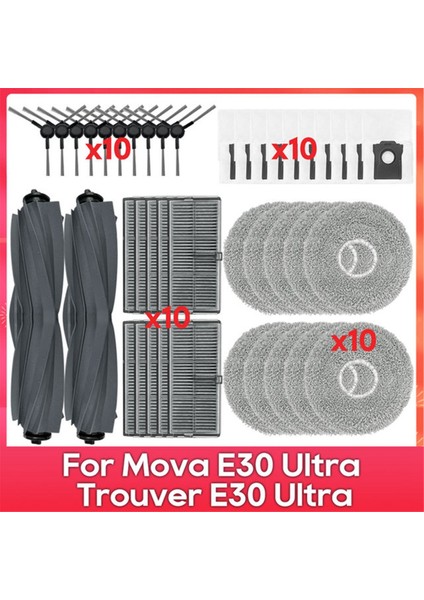 42PCS Dreame Mova E30 Ultra/troiver E30 Ultra Robot Yedek Parça Aksesuarları Ana Yan Fırça Filtre Mop Bez Toz Torbası (Yurt Dışından)