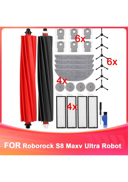 Roborock S8 Maxv Ultra Robot Vakum Süpürge, Ana Fırçalar, Mendiller, Yan Silecekler, Filtreler, Toz Torbaları Için Aksesuarlar (Yurt Dışından)