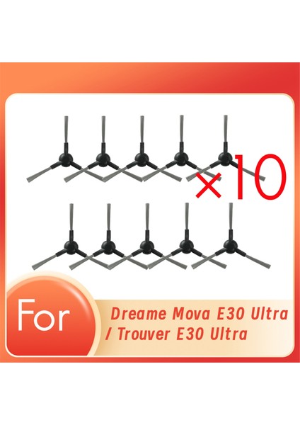 Dreame Mova E30 Ultra / Troiver E30 Ultra Temiz Parçalar Değiştirme Için 10 Pcs Yan Fırça (Yurt Dışından)