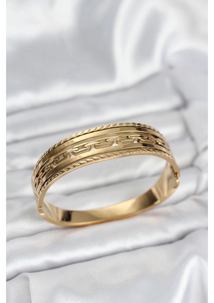 316L Çelik Gold Renk Vintage Model Kadın Kelepçe Bileklik